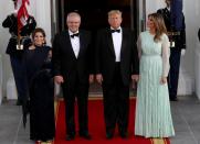 <p>When Melania met the Prime Minister of Australia and his wife in September 2019, she chose a soft mint J Mendel look pictured here.</p>