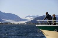 U.S. President Barack Obama views Bear Glacier on a boat tour of Kenai Fjords National Park in Seward, Alaska September 1, 2015. REUTERS/Jonathan Ernst