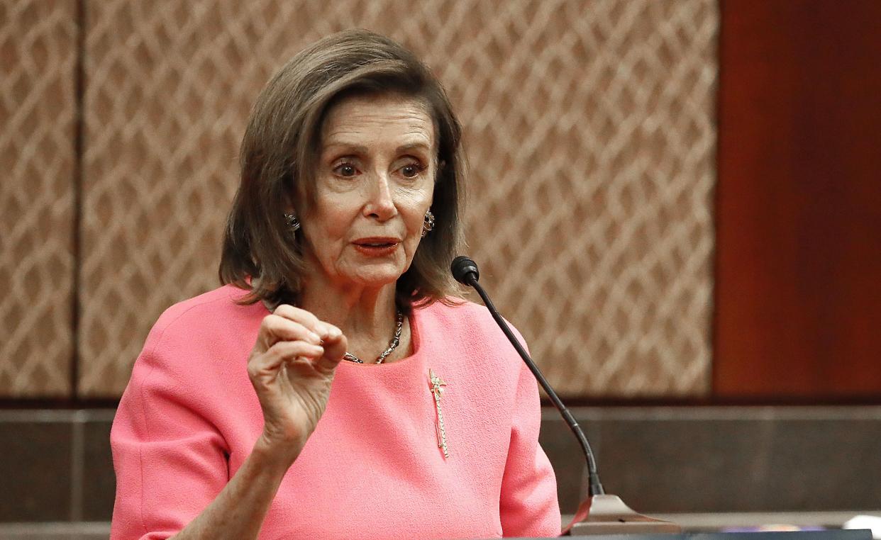 It is "self-evident" that Democrats' broad infrastructure bill will eventually come to less than the $3.5 trillion initially proposed, House Speaker Nancy Pelosi said on Sunday.