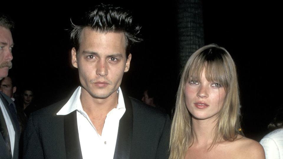 Johnny Depp and Kate Moss during "Don Juan De Marco" Beverly Hills Premiere at The Academy in Beverly Hills, California, United States.