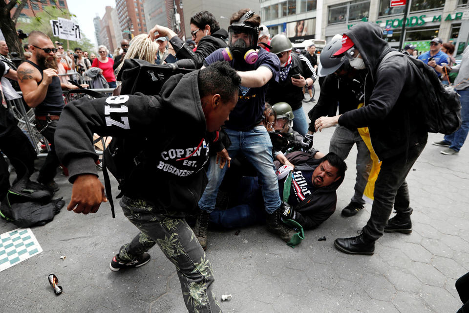 Demonstrators clashing with opposition at rally