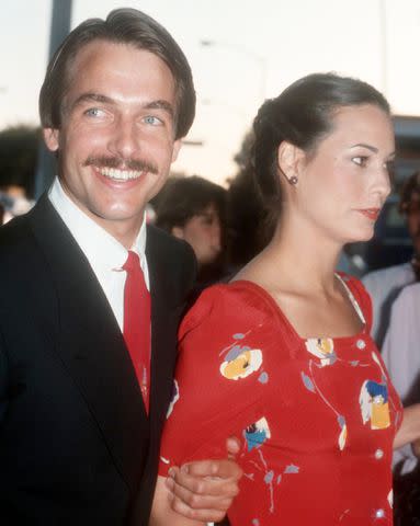 <p>Barry King/Alamy</p> Mark Harmon and Cristina Raines in 1981