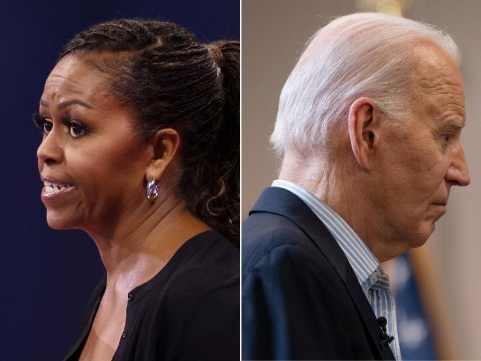 Die ehemalige First Lady Michelle Obama (links) und Präsident Joe Biden (rechts) - Copyright: Jean Catuffe/GC Images via Getty Images; Cheney Orr via Getty Images