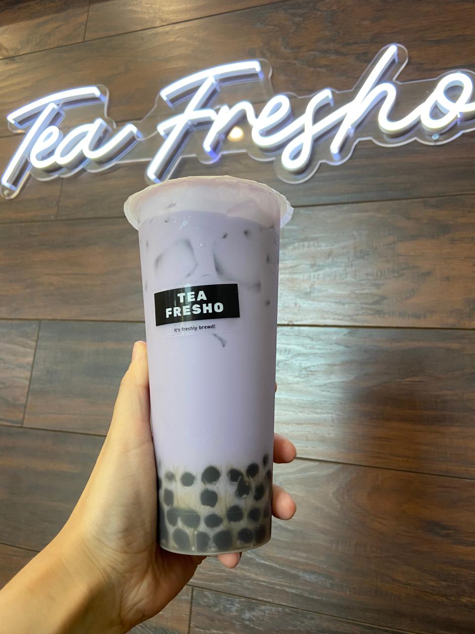 A taro milk tea with boba from Tea Fresho in Gilbert.