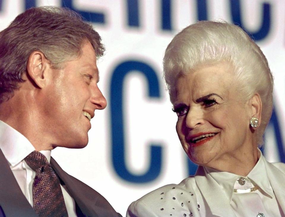 September 1996: President Bill Clinton talks with former Arizona Gov. Rose Mofford during a campaign event in Sun City.