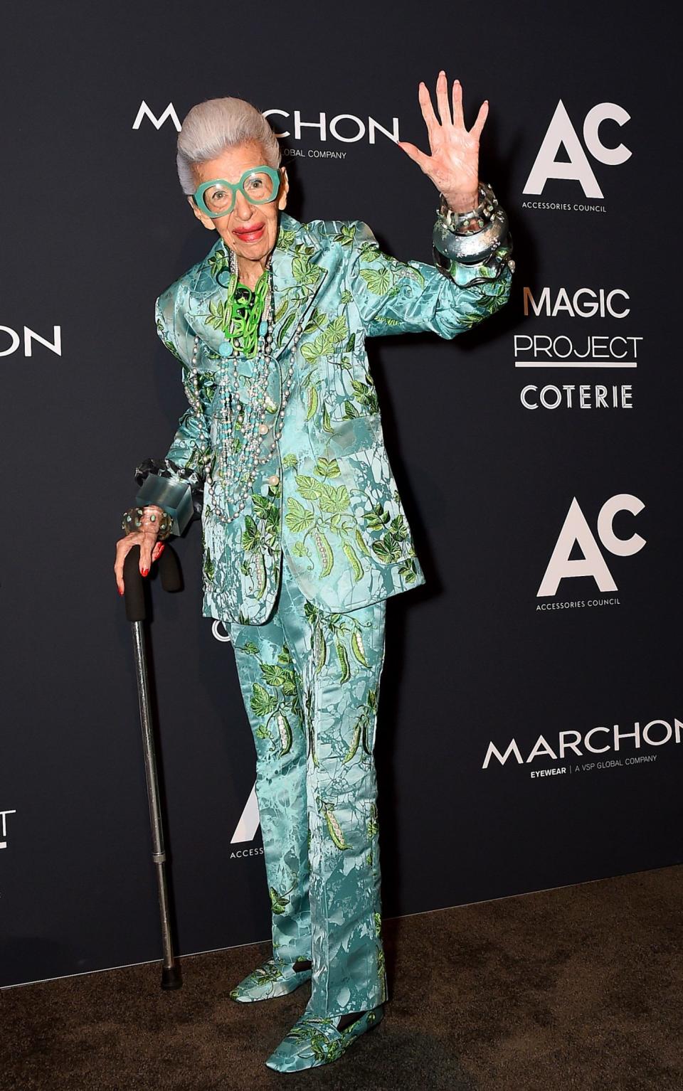 Iris Apfel attends the 25th annual Accessory Council Excellence awards in New York in 2021