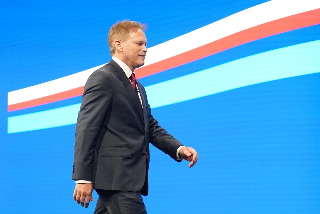 Grant Shapps leaving the stage at the Tory Party conference (Stefan Rousseau/PA Wire)