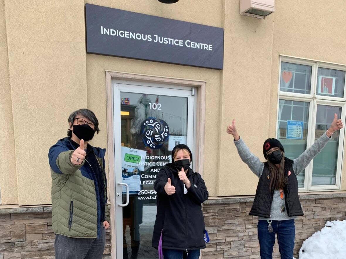Staff members stand outside the Indigenous Justice Centre in Prince George, B.C., one of four in the province. (Indigenous Justice Centre - image credit)