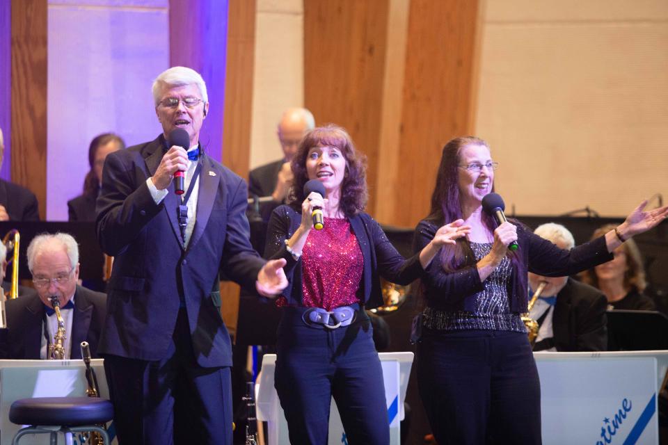 Dave Hutson, Connie Maltby and Diana Sageser are the Swingtimers Vocal Trio. They perform with MMB's Swingtime Ensemble throughout the year.