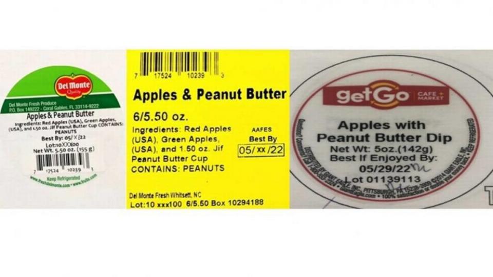The Del Monte Fresh recall, initiated by the Coral Gables, Florida-based company on May 24, 2022, only affects Del Monte Apples with Peanut Butter in the 5 ounce package, Peanut Butter Snack Pack (4.25 ounce), Apples and Peanut Butter (6 ounce and 5.5 ounce sizes) and Sandwich with Peanut Butter Cup. These products are sold nationally under the Del Monte brand as well as 7-Eleven, Circle-K and Get Go brand names.
