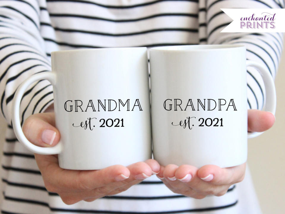 Personalizable Grandma and Grandpa Ceramic Mug Set