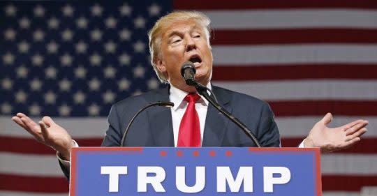 Donald Trump speaks at a rally in Phoenix on Saturday. (Photo: AP/Ross D. Franklin)