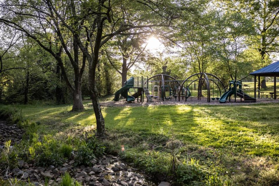 The playground area in the center of L.C. Coleman Park, photographed in April 2021.