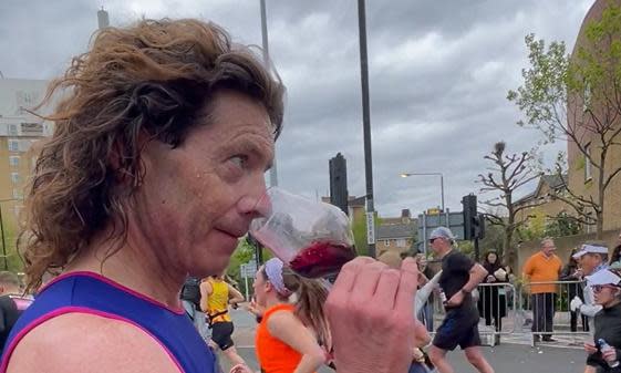 <span>London Marathon runner wine challenge goes viral. Photo: Tom Gilbey/PA Wire</span><span>Photograph: Tom Gilbey/PA</span>