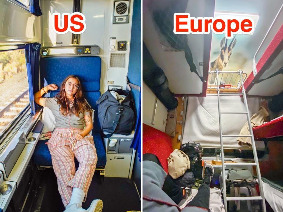 Sleeper accommodations in the US and Europe.