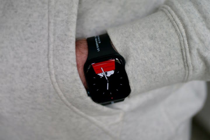 A person wearing the Apple Watch Series 9.