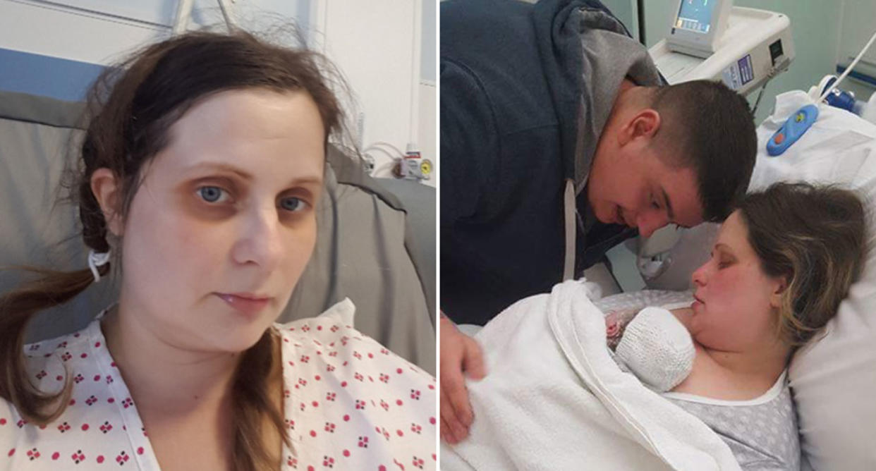 First-time UK mum Tasha Burton, 36, suffered stomach pains and extreme fatigue during her pregnancy with Alaric Corley, now 16 months, but put it down to a difficult pregnancy. It turns out she had bowel cancer. Source: Caters