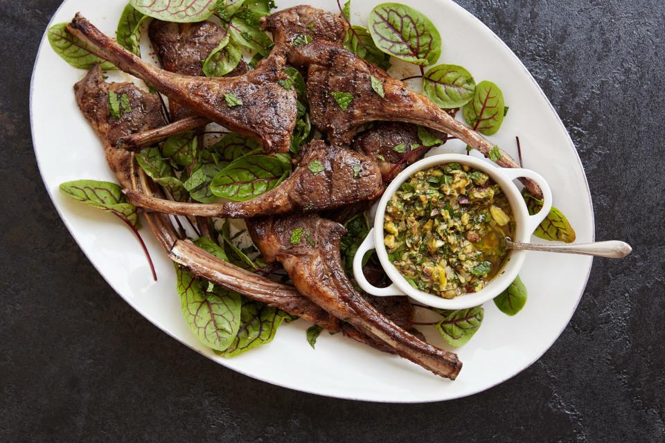 Lamb Chops with Pistachio Salsa Verde