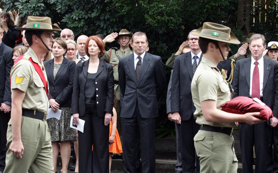 Julia Gillard And Tony Abbott Attend Funeral For Fallen Soldier