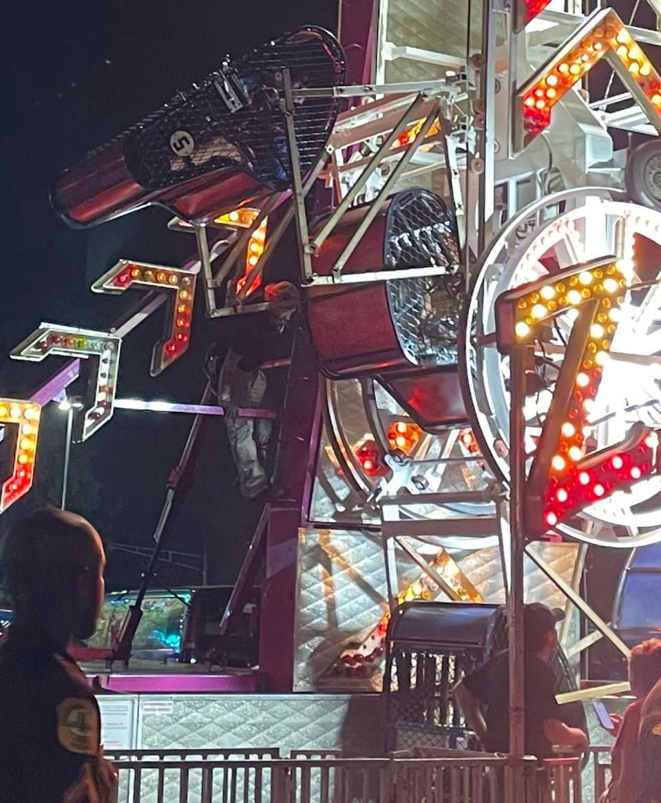 First responders were called to the annual carnival at St. John the Beloved in Milltown after the Zipper carnival ride broke, leaving people trapped on the ride, Tuesday, June 6, 2023.