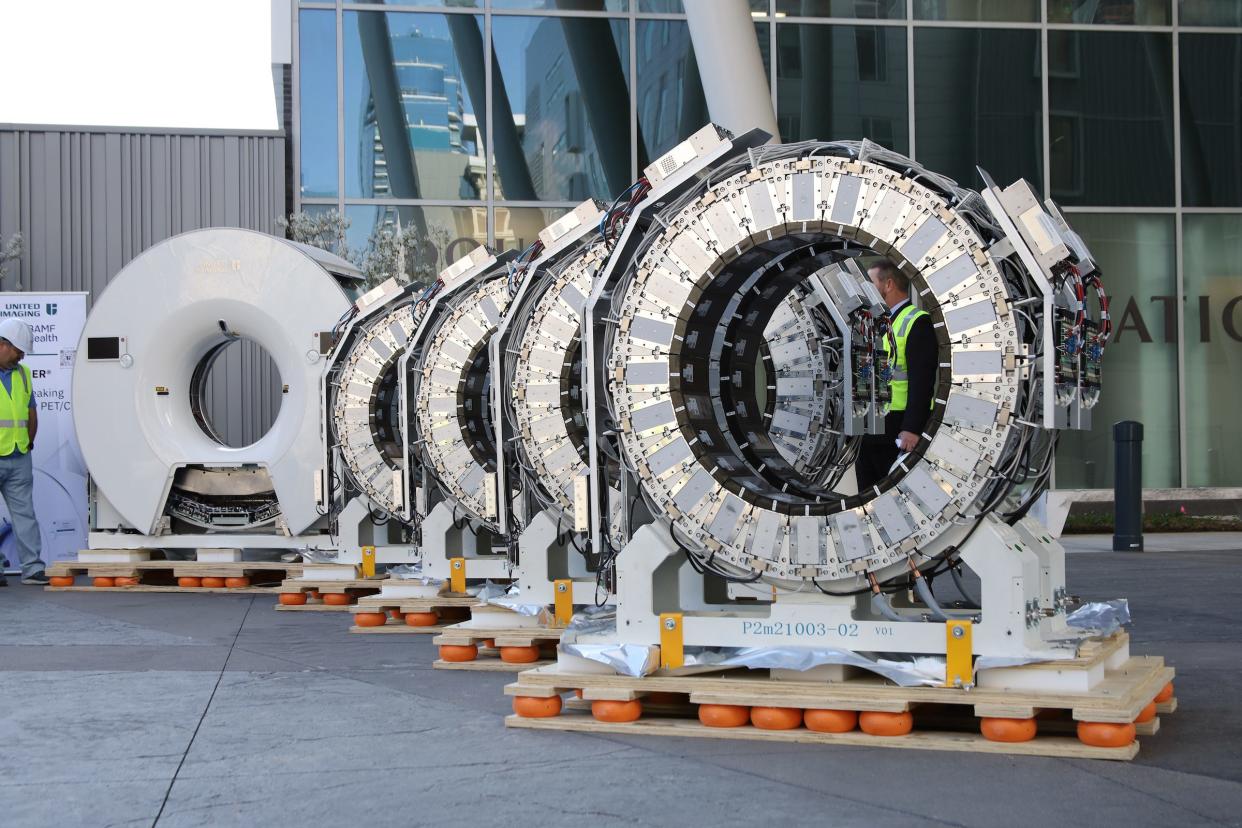 A full-body PET-CT scanner is the first of its kind in Michigan and the only such scanner dedicated for clinical use nationwide, arrived at Michigan State University’s radiopharmacy in Grand Rapids on Monday, May 9, 2022.