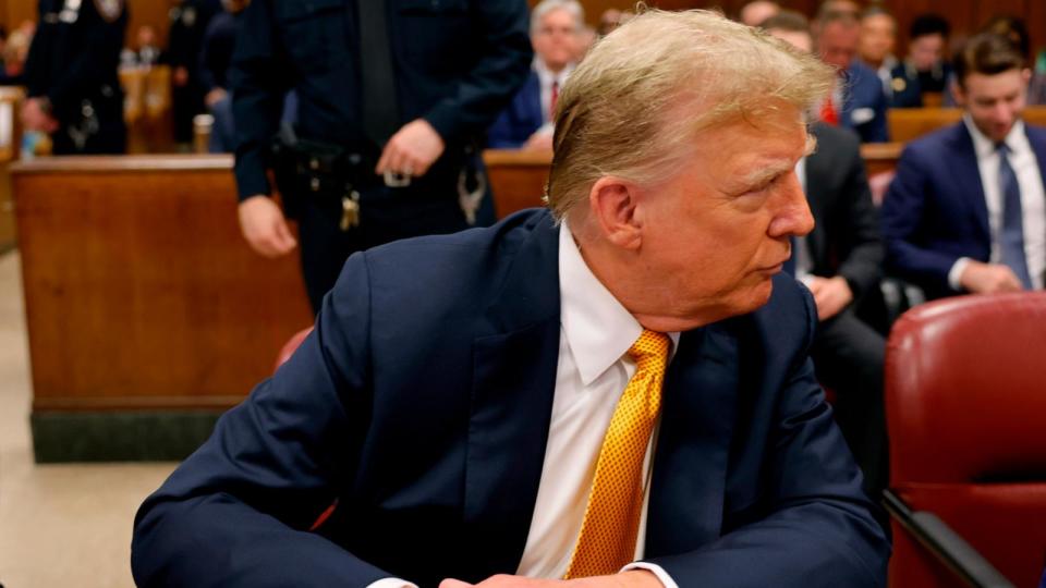 PHOTO: Former President Donald Trump sits in the courtroom during his trial at Manhattan Criminal Court on May 21, 2024 in New York City. (Michael M. Santiago/Getty Images)