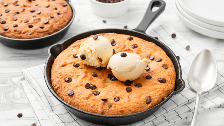 Skillet cookie with icecream