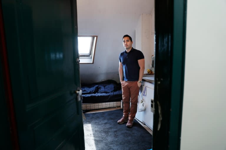 Unable to find better lodgings for eight years, Ivan Lopez rents a room measuring just 6.8 square metres for 370 euros ($415) a month