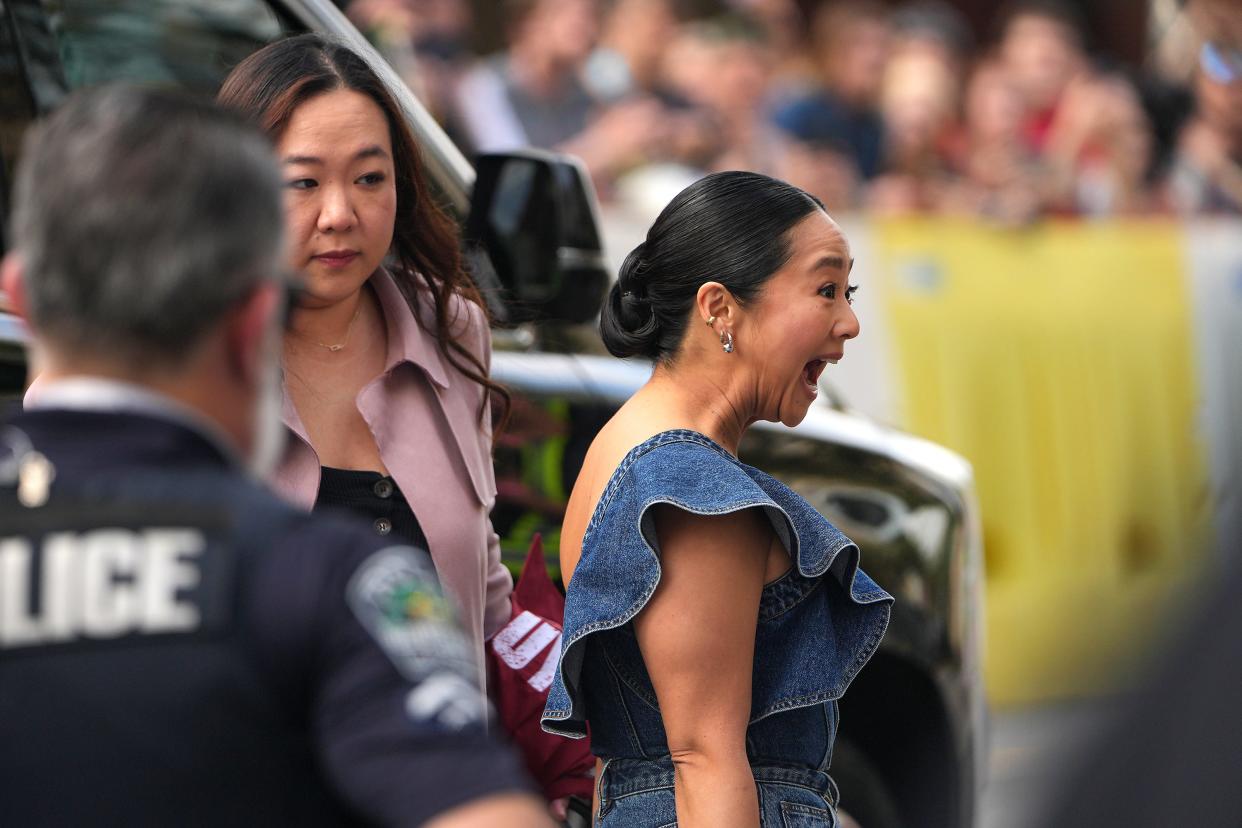 Stephanie Hsu arrives at "The Fall Guy" red carpet Tuesday, March 12, 2024, at the Paramount Theatre in downtown Austin.