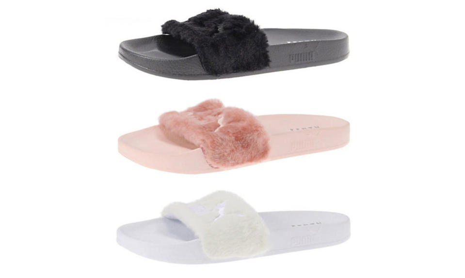 The sold out fur slides by Fenty.