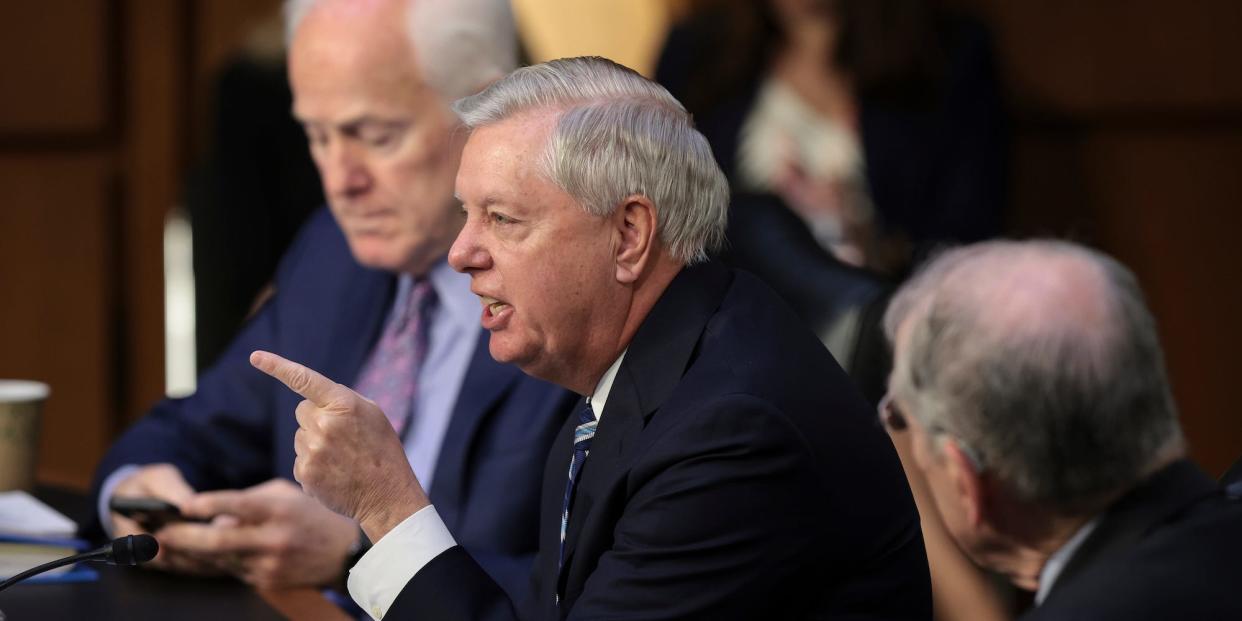 Republican Sen. Lindsey Graham of South Carolina at a Senate Judiciary Committee hearing on April 4, 2022.