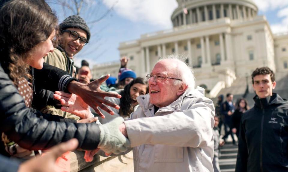 Bernie Sanders meets demonstrators in Washington DC, March 2018