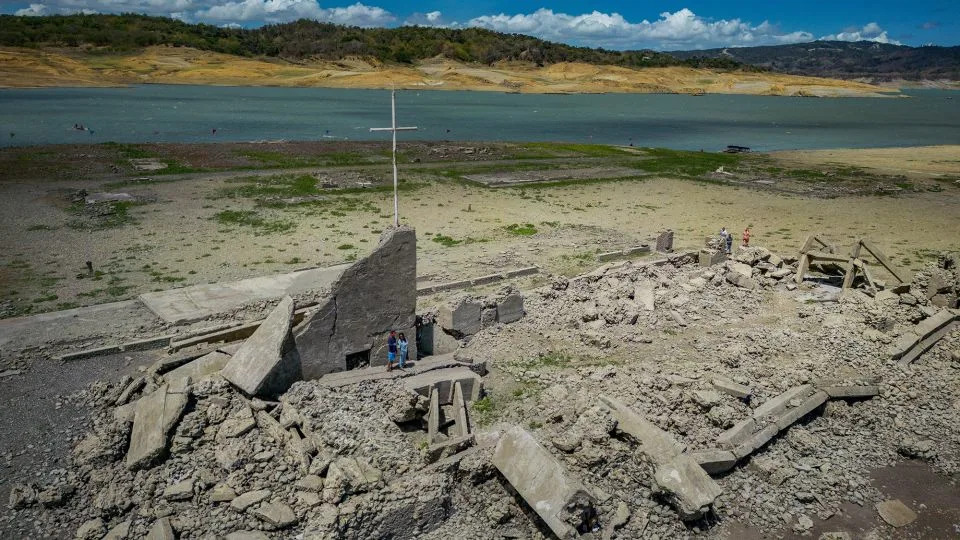 An aerial view of the old sunken town of Pantabangan. - Ezra Acayan/Getty Images