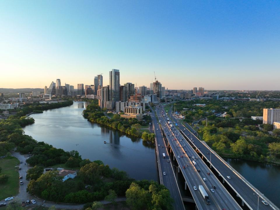 An aerial view of Austin, Texas.