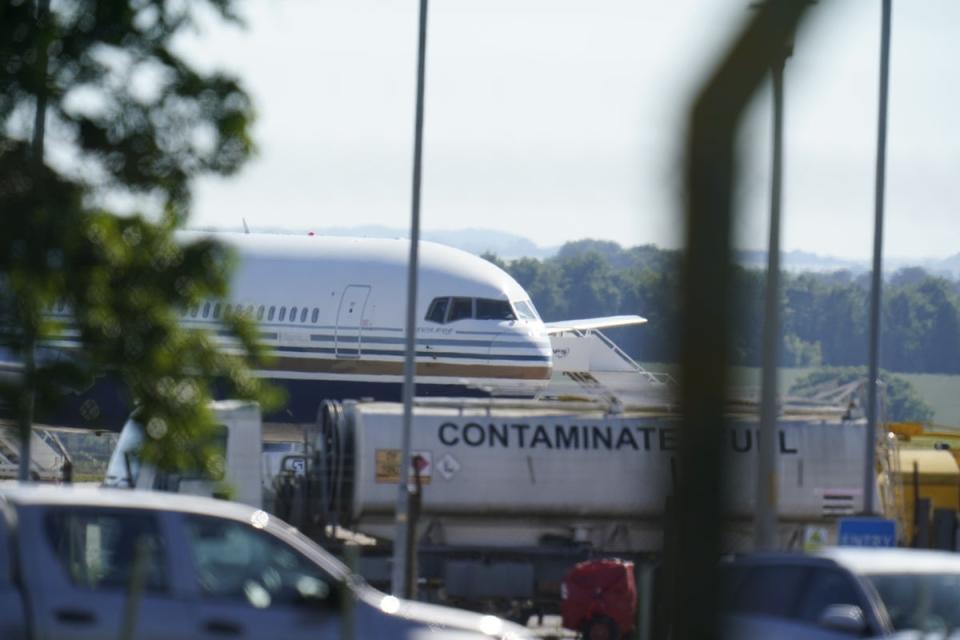 A Boeing 767 aircraft pictured at MoD Boscombe Down, near Salisbury, which was set to take asylum seekers from the UK to Rwanda in 2022 (PA Archive)