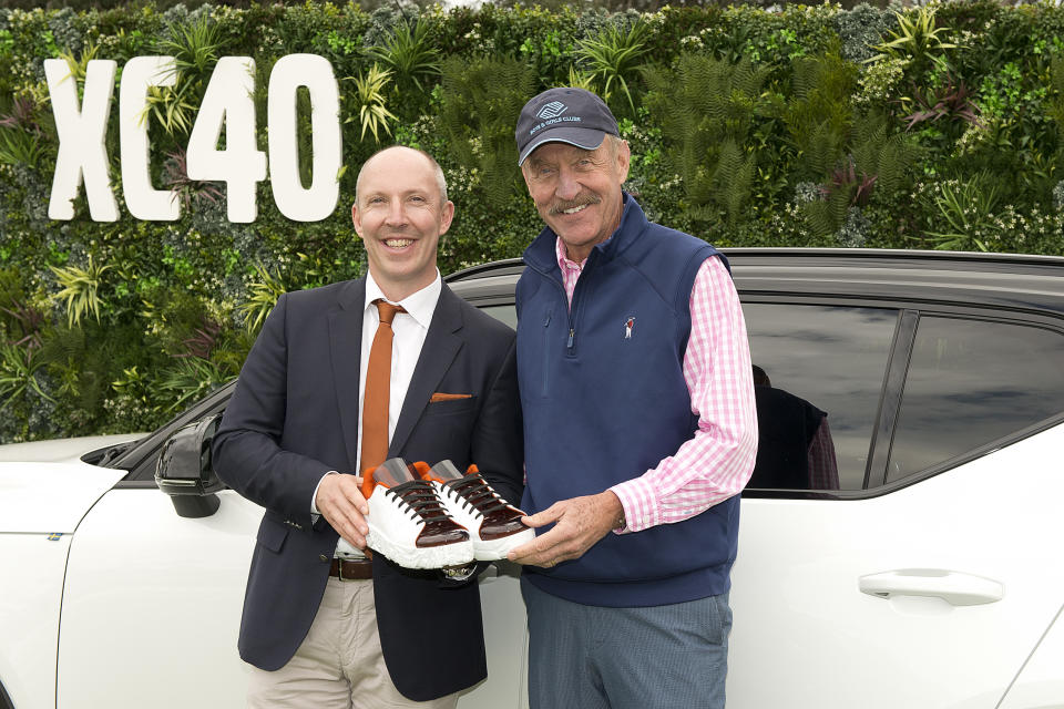 Robin Page, VP of Design for Volvo, and Stan Smith at the Volvo booth at the Concours d’Elegance in Hilton Head, S.C. (Photo: Courtesy of Volvo)