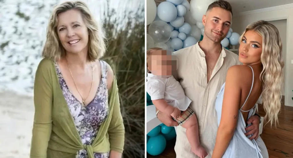 A photo of Andre Zachary Rebelo, who has allegedly been murdered. Another photo of her son, Andre Zachary Rebelo, with his partner, Gracie Piscopo, and their son. 