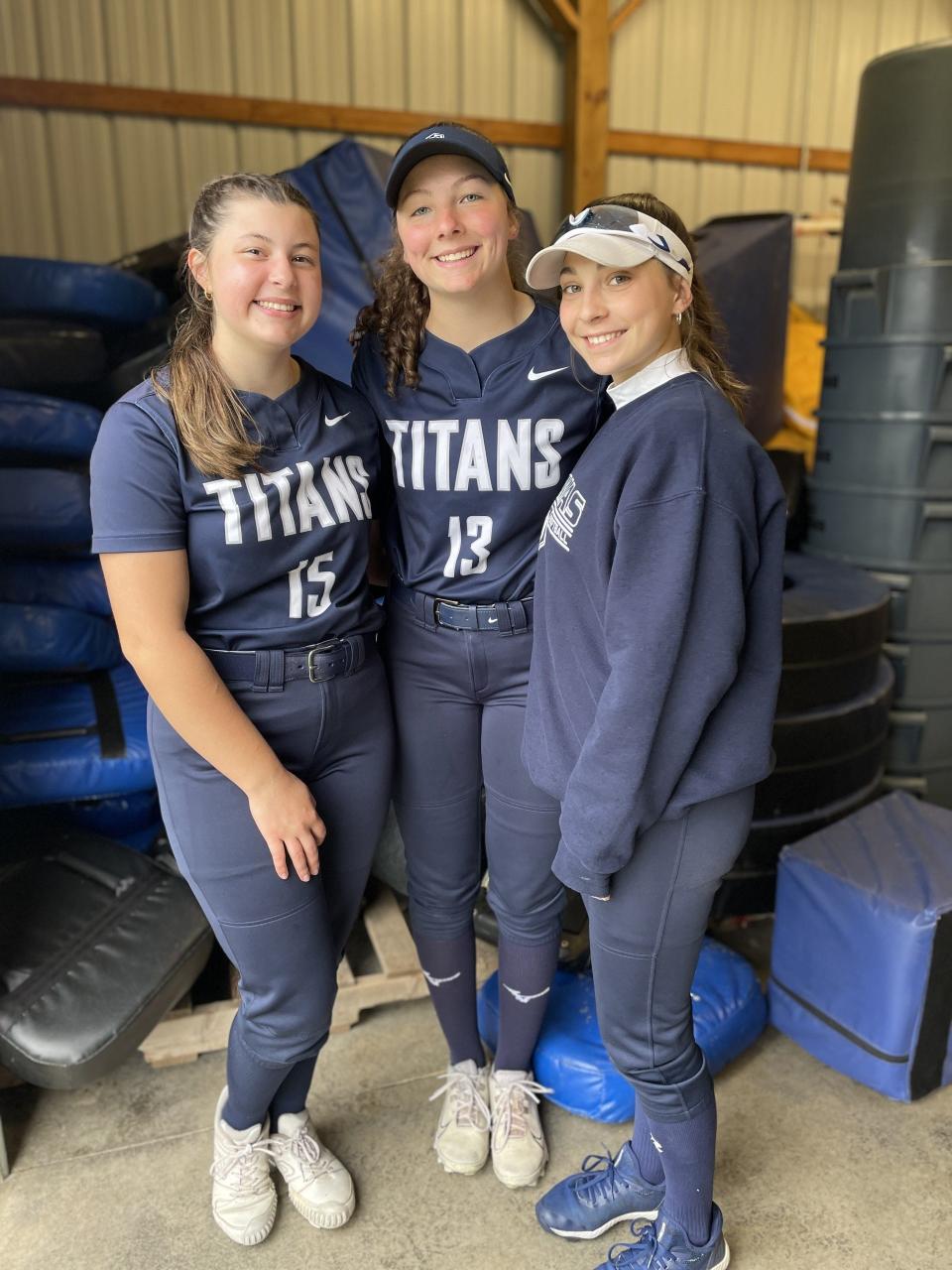 Webster Thomas softball seniors Maddie Hicks, left, Maddie Throumoulos, center, and Julia Maciag have played in three Section V finals already. The reigning Class A champs are hopeful for a fourth straight appearance in a competitive Class AA field.