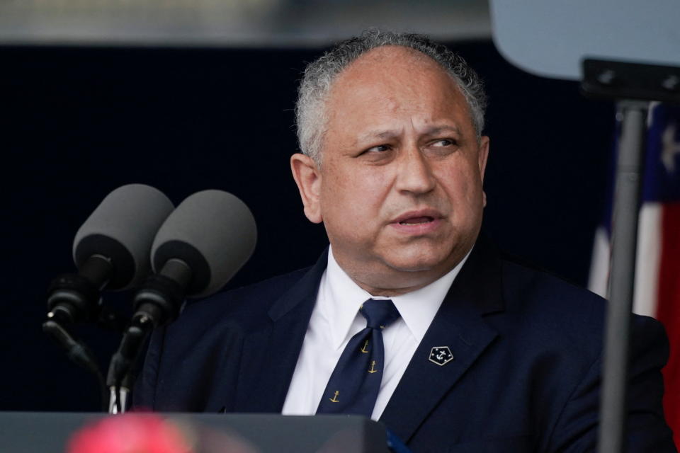 U.S. Secretary of the Navy Carlos Del Toro attends the U.S. Naval Academy graduation and commissioning ceremony in Annapolis, Maryland, U.S., May 27, 2022. REUTERS/Elizabeth Frantz