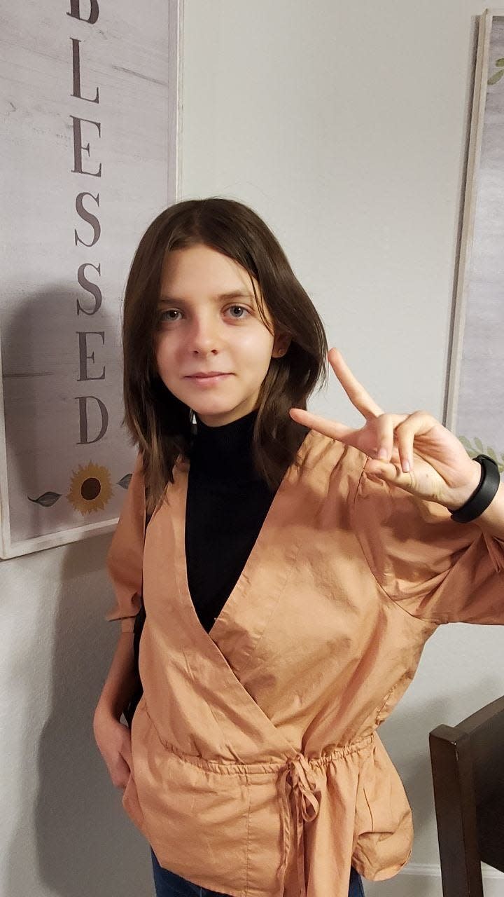 Anastasiia Lezhania, before her first day of school in 2022 at North Port High School, after fleeing Ukraine. Lezhania is a recipient of a STRIVE Award.