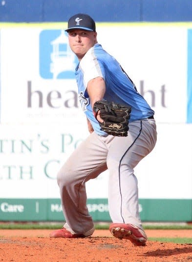 Exeter’s Bobby Cliche started the first game of the Northeast Tides’ doubleheader played last year at Hadlock Field in Portland, Maine.