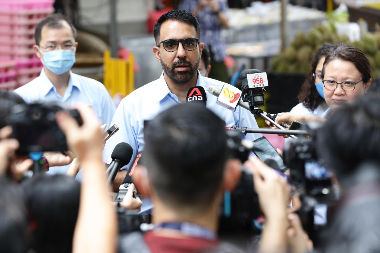 Workers' Party Secretary-General, Pritam Singh speaks to reporters during a campaign walkabout ahead of the general election on 7 July 2020 in Singapore. (PHOTO: Suhaimi Abdullah/Getty Images)