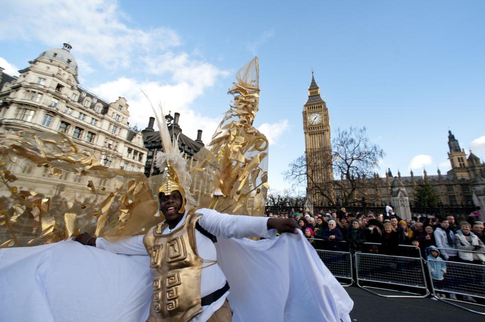 LONDON, ENGLAND - JANUARY 01: A general view of London's New Years Day Parade on January 1, 2013 in London, England. (Photo by Ben Pruchnie/Getty Images)