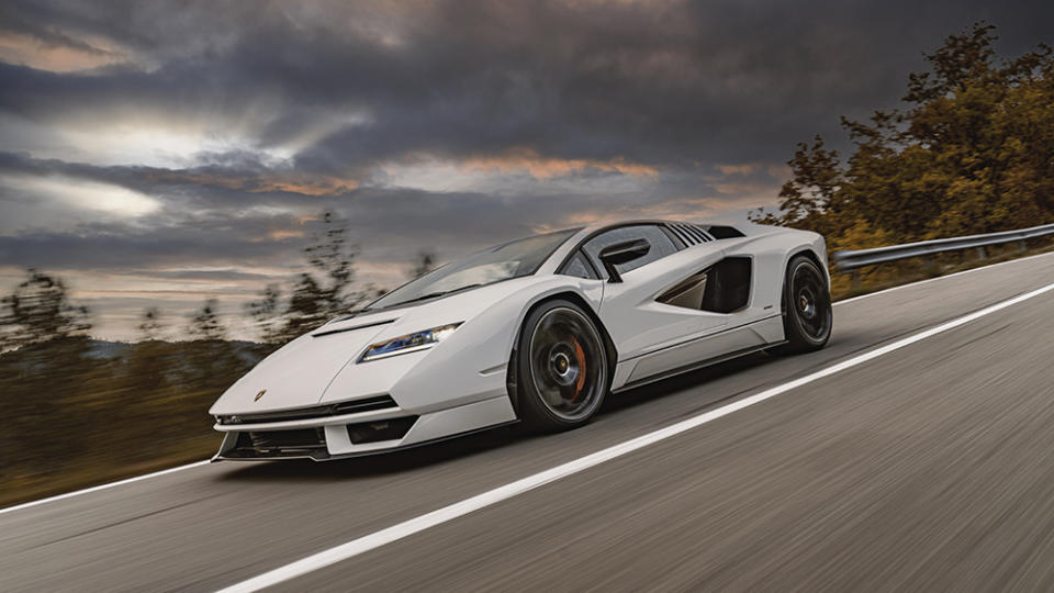 The Countach LPI 800-4 taking to the tarmac for the first time. - Credit: Lamborghini