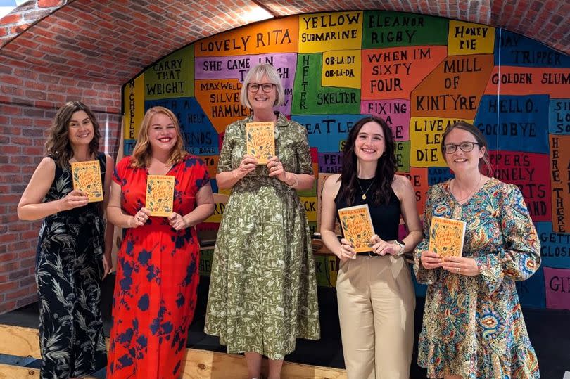 (L- R) UCLan team Charlotte Rothwell, Hazel Holmes, author Zoe Richards, Zoe's editor Jasmine Dove and Zoe's agent Clare Coombes at Waterstones, Liverpool (Image: Ellie Johnson)