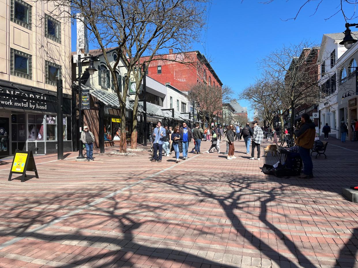 Church Street in Burlington, VT on the morning of the April 8 eclipse.