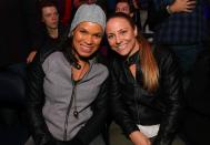 <p>UFC bantamweight champion Amanda Nunes (left) and girlfriend Nina Ansaroff are seen during the UFC 205 event at Madison Square Garden on November 12, 2016 in New York City. (Photo by Mike Stobe/Zuffa LLC/Zuffa LLC via Getty Images) </p>