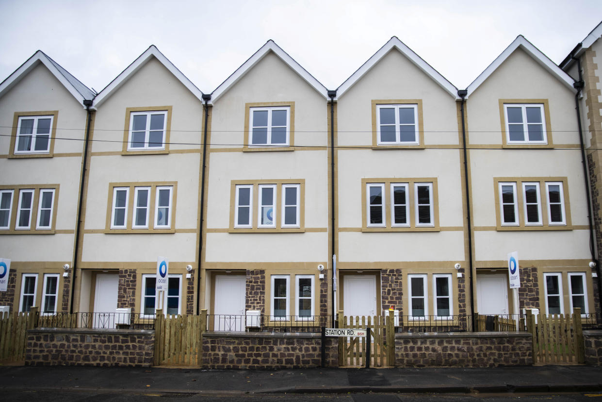 The entrance to one of the homes in Shirehampton, Bristol, has been built behind the existing Station Road street sign, which is now completely blocking the gate (swns)