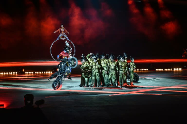 The acrobatic troupe performed in Riyadh to mark the Saudi national day, more than a month after the kingdom expelled Canada's ambassador and froze all new trade following Ottawa's vigorous calls for the release of activists jailed in the Gulf state