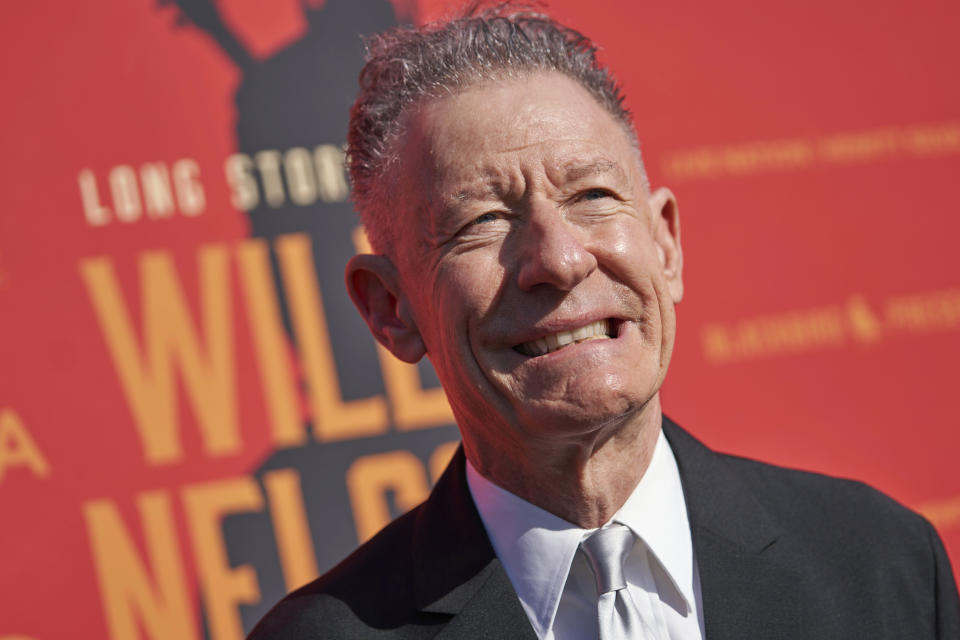 Lyle Lovett arrives at Willie Nelson 90, celebrating the singer's 90th birthday, on Saturday, April 29, 2023, at the Hollywood Bowl in Los Angeles. (Photo by Allison Dinner/Invision/AP)